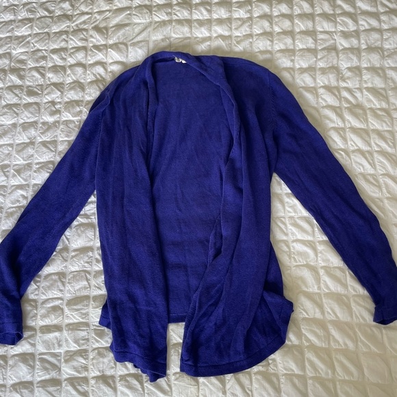 Eileen Fisher Linen Royal Blue Open Cardigan - Picture 1 of 6